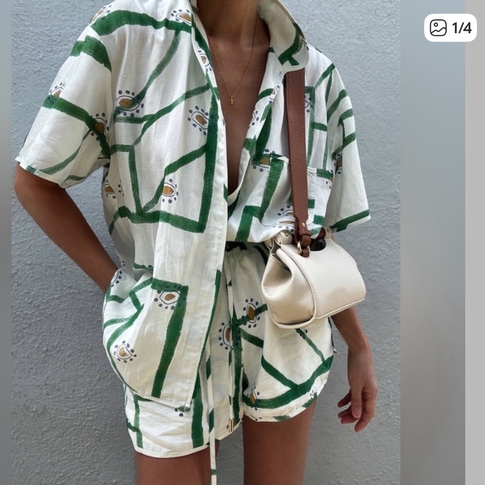 Commense Geometric Green and White Matching Set